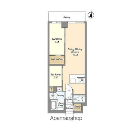 アジールコート練馬中村橋[2LDK/42.52m2]の間取図