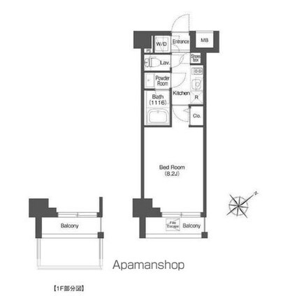 ＡＩＦＬＡＴ中目黒[1K/25.11m2]の間取図