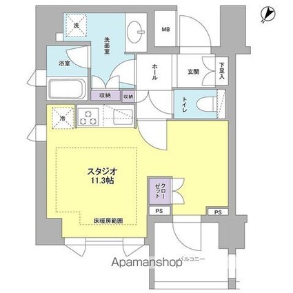リヴェール赤坂[1R/33.37m2]の間取図