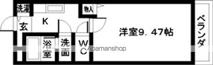 和歌山県和歌山市鷹匠町４丁目[1K/27m2]の間取図