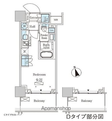 パークアクシス大塚ステーションゲートタワー[1R/25.09m2]の間取図
