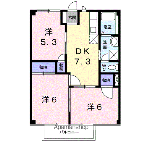 和歌山市有家のアパートの間取り