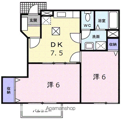 フィオーレ・Ｉ[2DK/44.34m2]の間取図