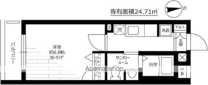 アルテールＡ棟[1K/24.71m2]の間取図