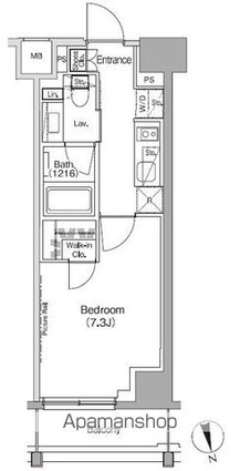 ザ・パークハビオ高円寺レジデンス[1K/25.3m2]の間取図
