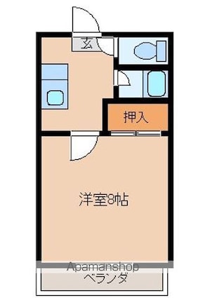コーポシャルマンⅡ[1K/26.49m2]の間取図