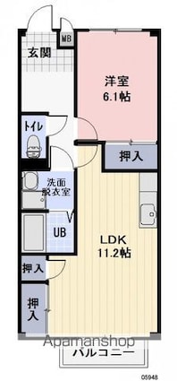 クレストビレッジⅢ[1LDK/45.64m2]の間取図