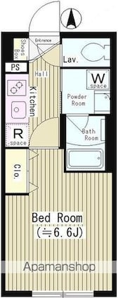 パークヒルズ経堂[1K/22.11m2]の間取図