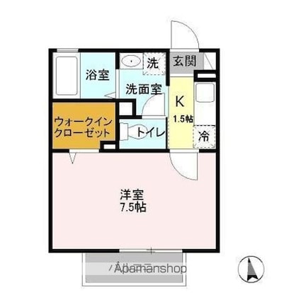 ルナエイト[1K/25.11m2]の間取図