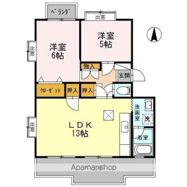 ピュアハイツ[2LDK/67.19m2]の間取図