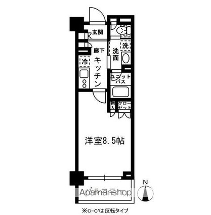 レジディア中落合Ｃ棟[1K/28.82m2]の間取図