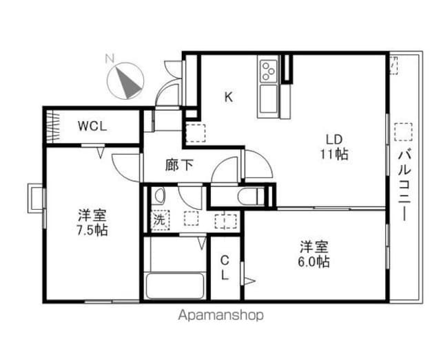 ユートピア[2LDK/60.7m2]の間取図
