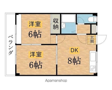 杉田コーポ[2DK/38.4m2]の間取図