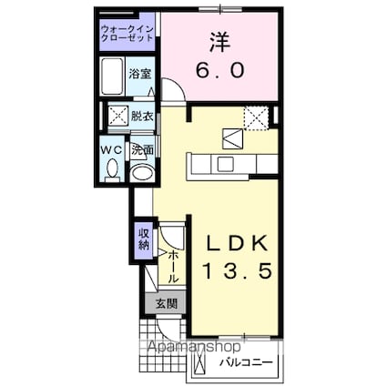 ブラッシュ　６１[1LDK/46.06m2]の間取図