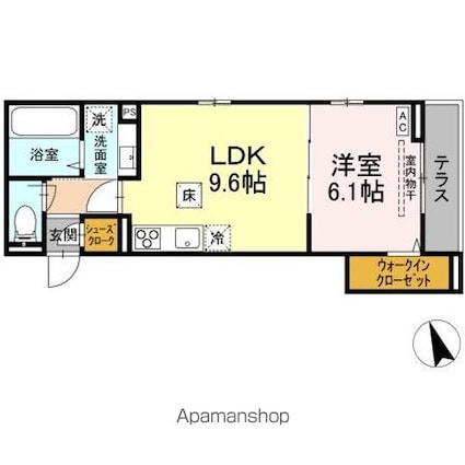（仮称）ＤーＲＯＯＭ甲府市徳行３丁目[1LDK/39.46m2]の間取図