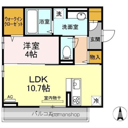 フェリエⅢ[1LDK/41.12m2]の間取図