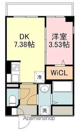 ラシーネ錦町[1DK/28.55m2]の間取図
