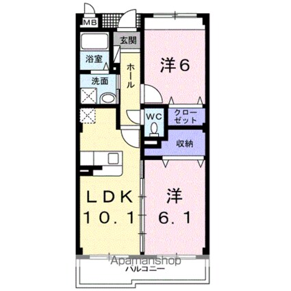 リヴェール栄谷[2LDK/52.49m2]の間取図