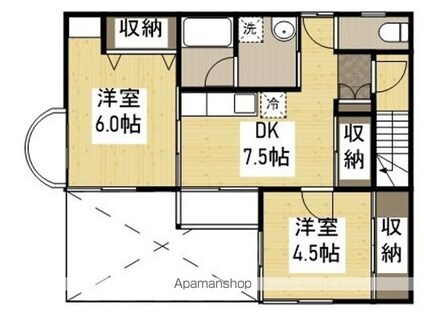 千田町２丁目ビル[2DK/44.08m2]の間取図