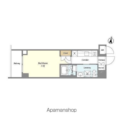 ＬａＳａｎｔｅ桜新町[1K/25.75m2]の間取図