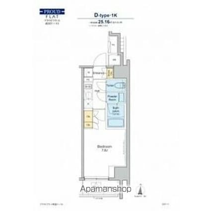 プラウドフラット両国イースト[1K/25.16m2]の間取図