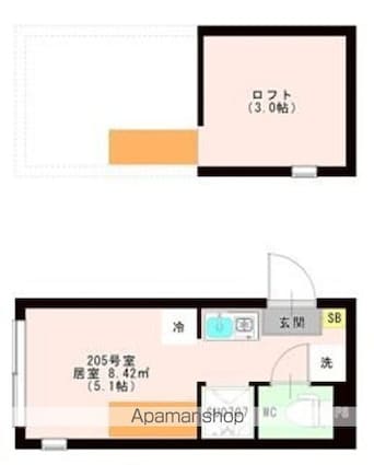 ＯＴＡＳ　代田橋[1R/11.44m2]の間取図