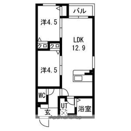 ＣＳ名塚[2LDK/50.09m2]の間取図