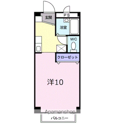 ドエルリバーサウス　Ａ棟[1K/24.9m2]の間取図