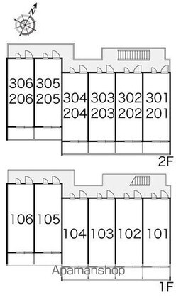 レオパレスシャルマンⅡ[1K/19.87m2]の配置図