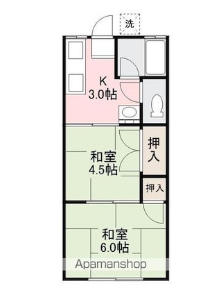 花ノ宮ハイツ[2K/28.27m2]の間取図