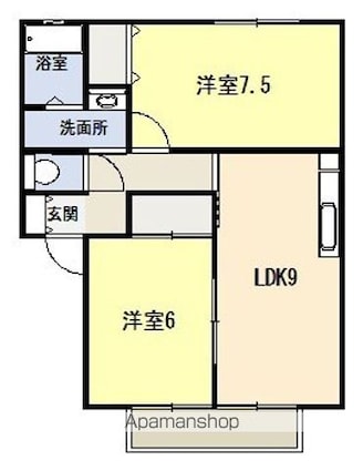 サンビレッジ大慶Ｃ[2DK/52.84m2]の間取図