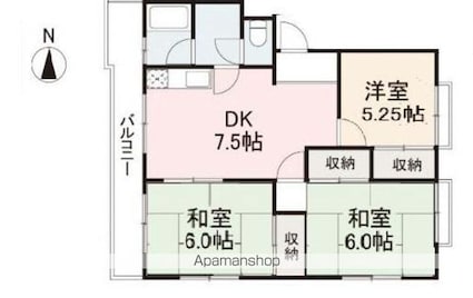 香川県高松市鶴市町[3DK/58.56m2]の間取図