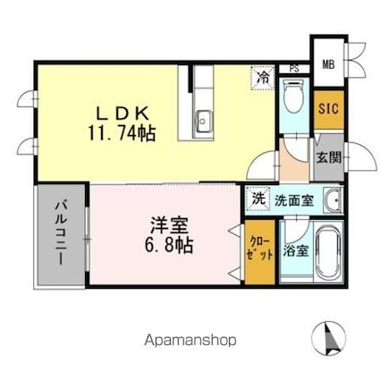 メルベイユ浜田山[1LDK/43.71m2]の間取図