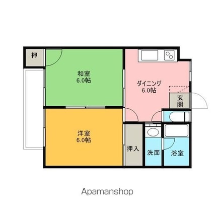 コーポ坂田Ｂ[2DK/40.3m2]の間取図