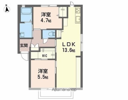 シルエット野口　Ｂ棟[2LDK/56.57m2]の間取図