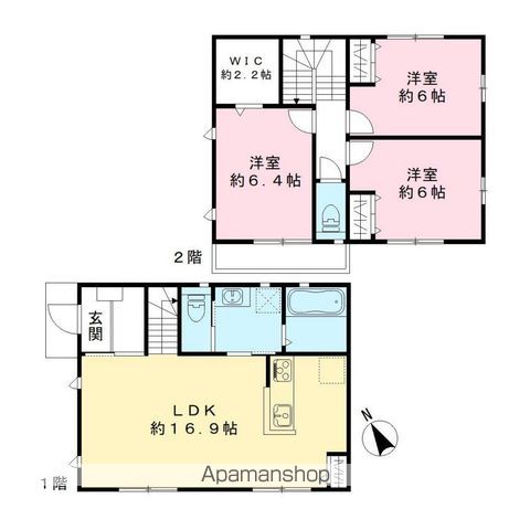 【流山市鰭ヶ崎戸建貸家　Ｂ棟の間取り】