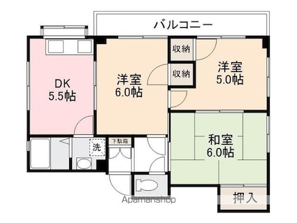 ソニックビル[3DK/54m2]の間取図