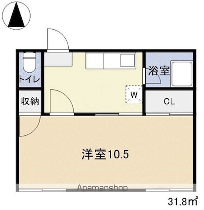 ワタナベハイツＣ[1K/31.8m2]の間取図