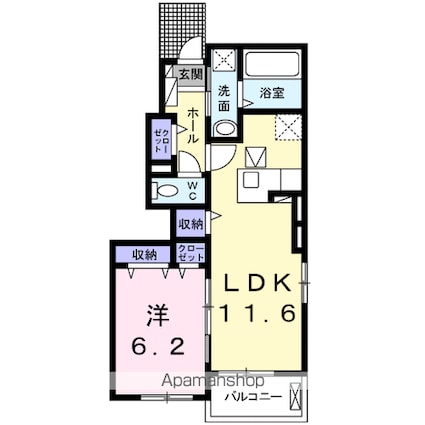 アフェットＡ[1LDK/44.22m2]の間取図
