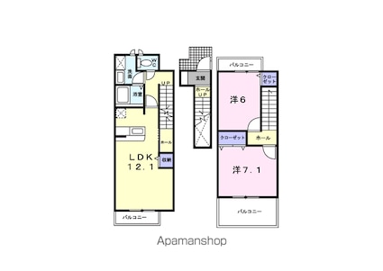 エレガンツァ・プリムラⅡ[2LDK/65.64m2]の間取図