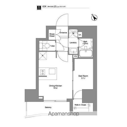 ＢＰＲレジデンス田端[1DK/25.22m2]の間取図