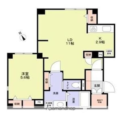 飯田橋ハウス[1LDK/49.29m2]の間取図