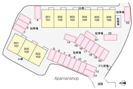 フォレストパークＢ[2DK/39.19m2]の配置図