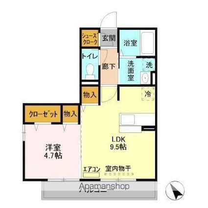 シンシア千波　Ａ[1LDK/40.27m2]の間取図