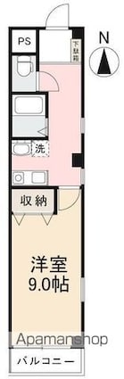 グランドハイツ増田Ⅲ[1K/28.5m2]の間取図