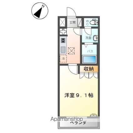 新潟県新潟市江南区曽川[1K/29.75m2]の間取図