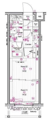 ＴＨＥ　ＰＲＥＭＩＵＭ　ＣＵＢＥ　Ｇ　東中野[2K/25.98m2]の間取図
