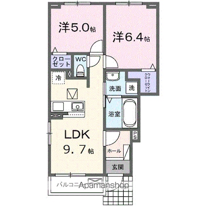 ブリックフォレスト[2LDK/50.47m2]の間取図