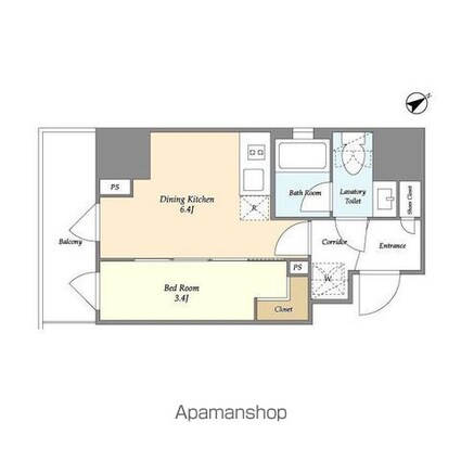 ジオエント門前仲町[1DK/25.02m2]の間取図