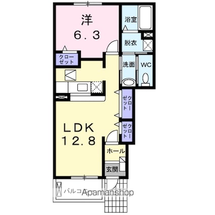 ＫハウスⅣ[1LDK/46.49m2]の間取図